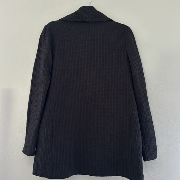 EILEEN FISHER Black Open Waffle Texture Tencel Jacket Lightweight Sz XXS/TTP - Picture 4 of 9